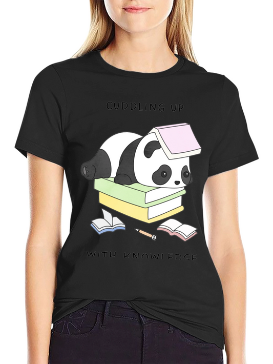 Cuddling Up With Knowledge Panda T-Shirt
