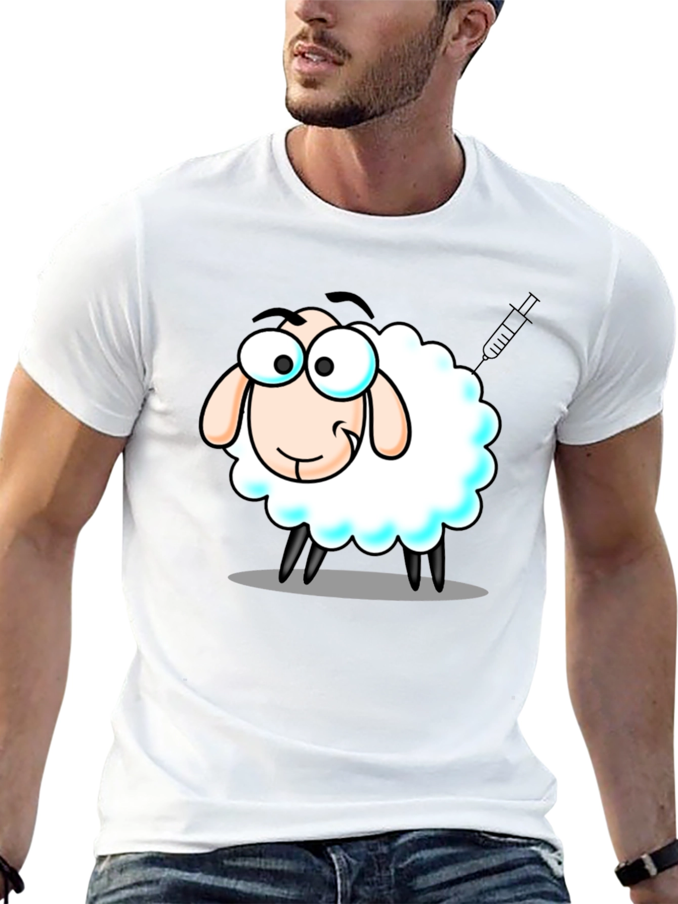 Vaccinated Sheep Graphic Tee - Black Cotton T-Shirt