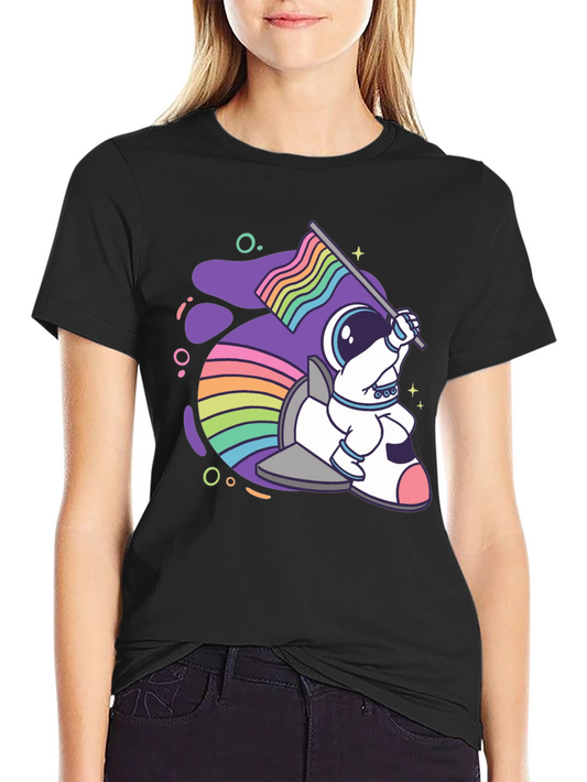 Astronaut Rainbow Rocket T-Shirt