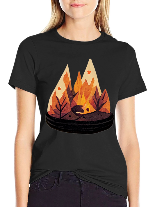 Autumn Campfire Graphic Tee - Black