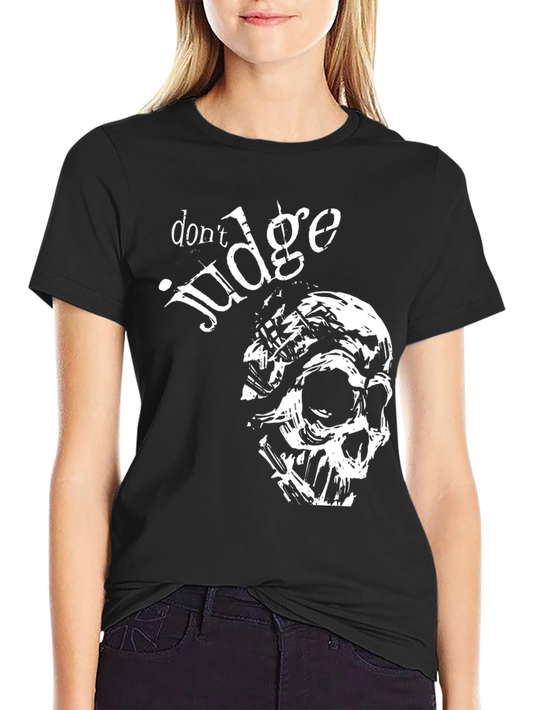 Dont Judge Skull Graphic Tee - Black Crew Neck