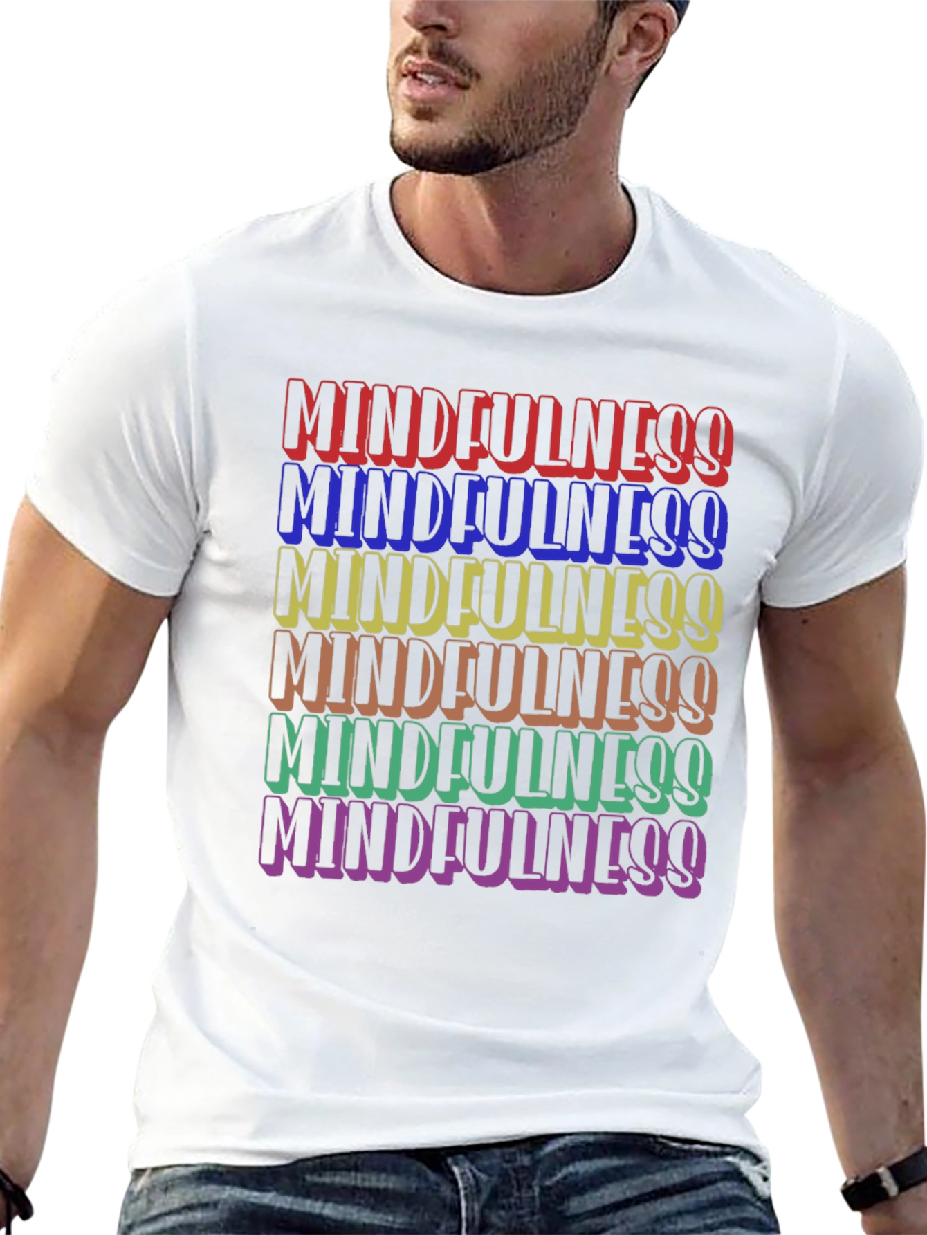 Mindfulness Rainbow Text Graphic T-Shirt