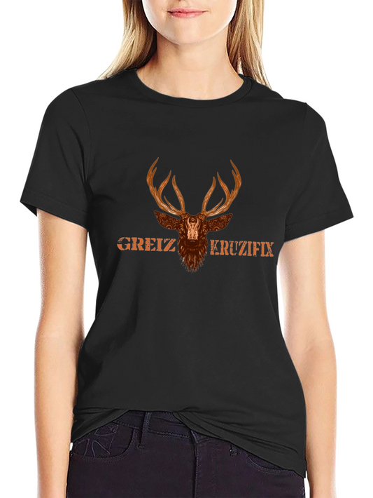 Greiz Kreuzifix Deer Graphic T-Shirt