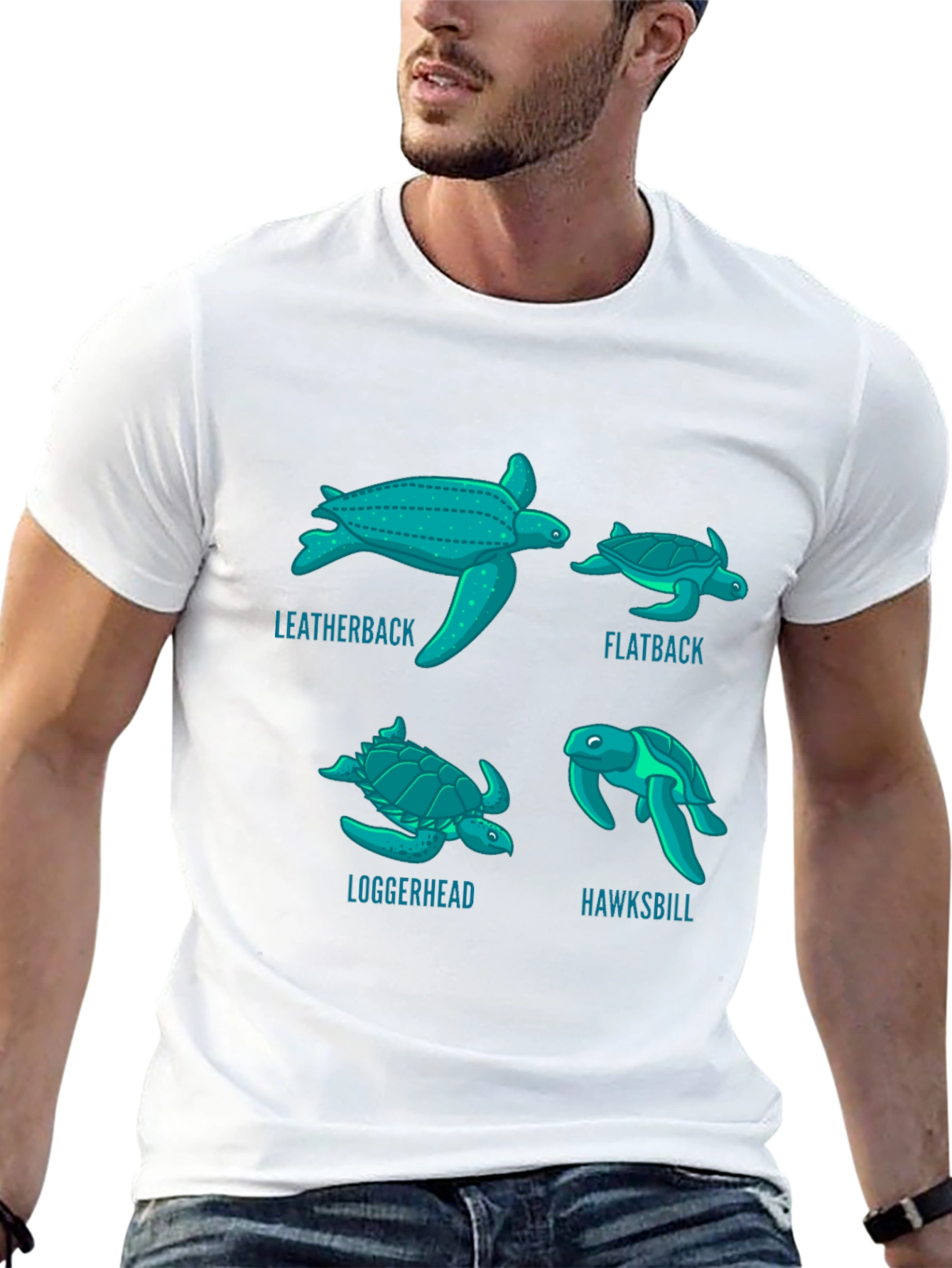 Turtle Species T-Shirt: Leatherback Flatback Loggerhead Hawksbill