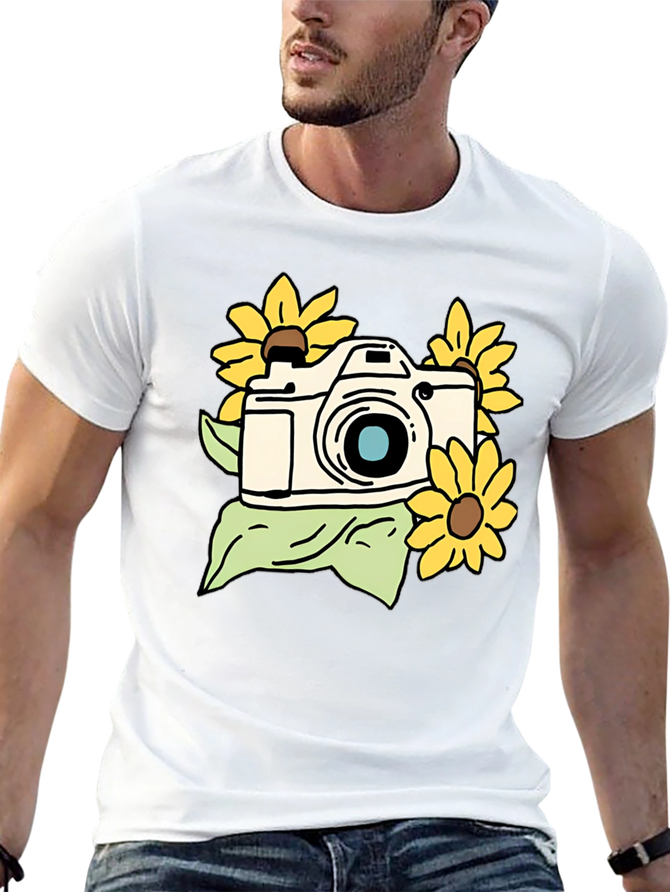 Camera and Sunflower Graphic Tee