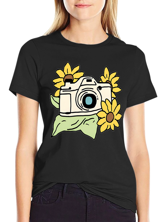 Camera and Sunflower Graphic Tee