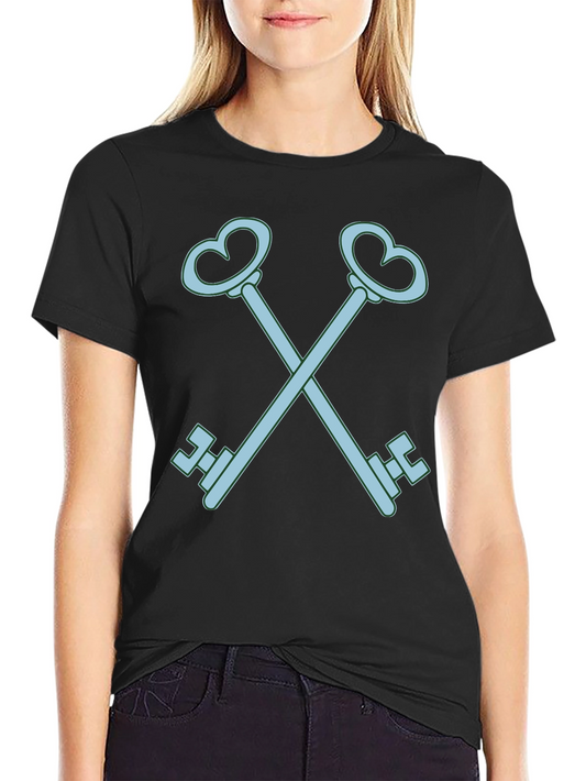 Heart Key Graphic Tee - Black Cotton