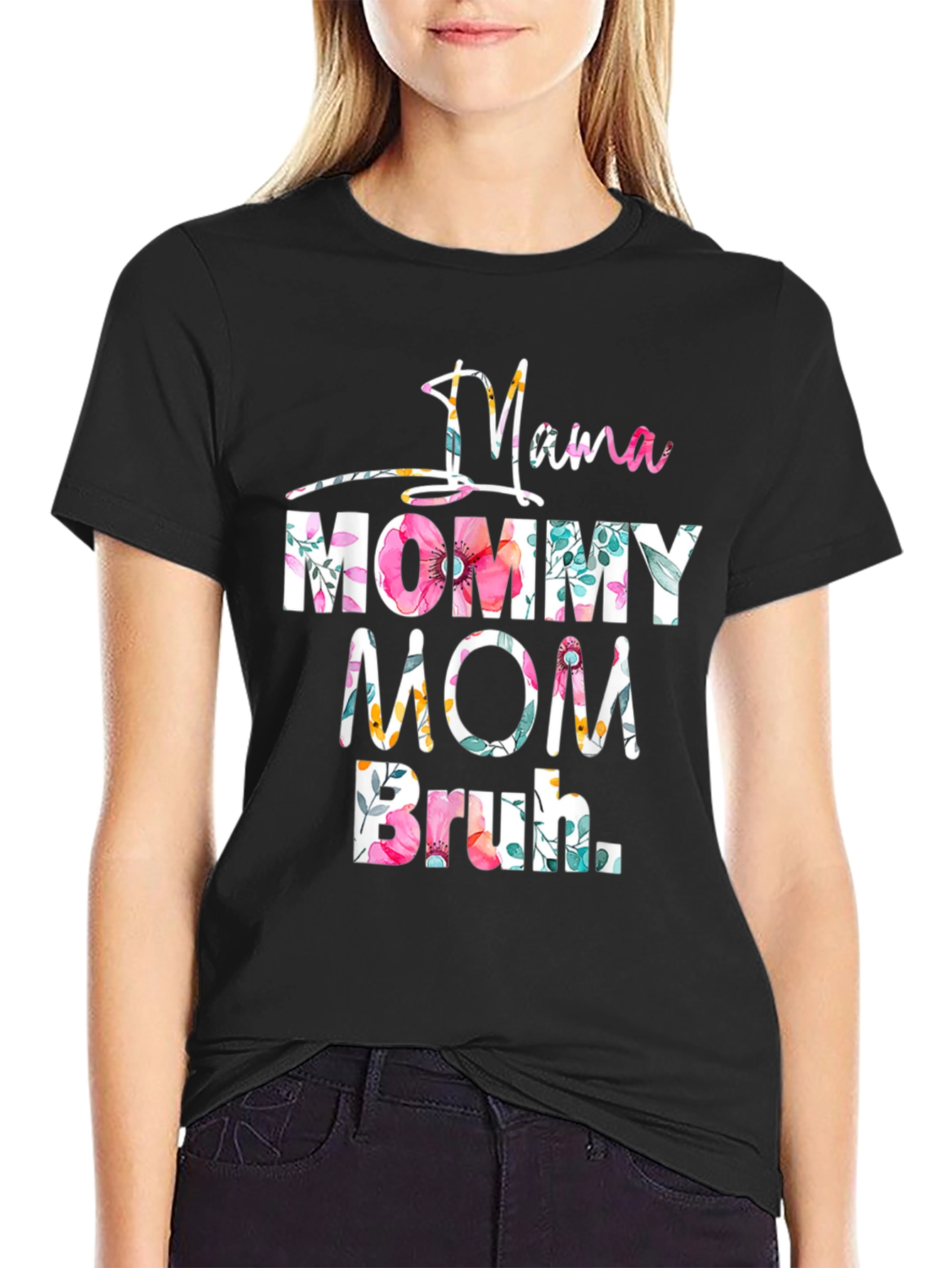 Mama Mommy Mom Bruh Floral Graphic Tee