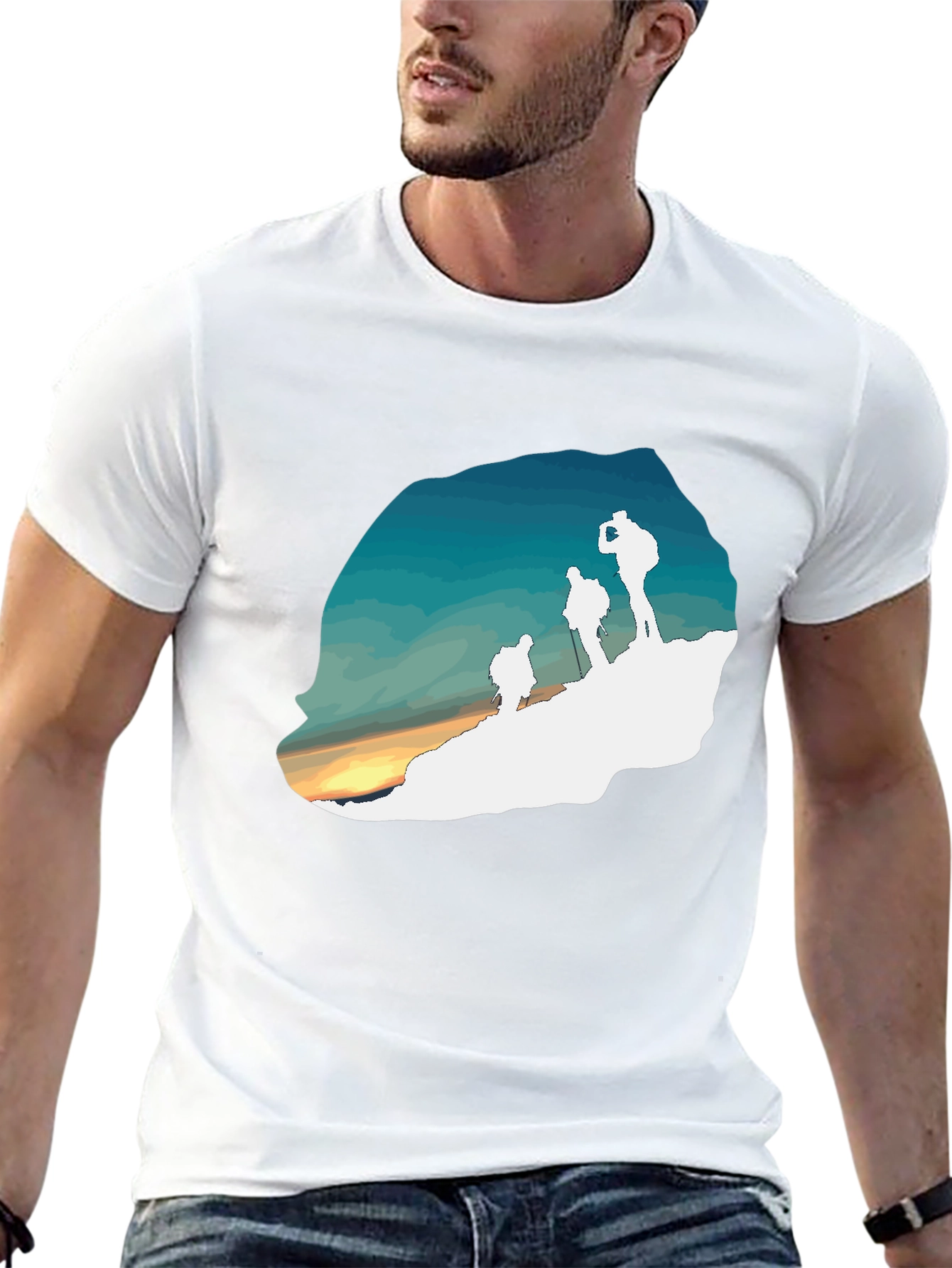 Hiking Silhouette Graphic Tee - Outdoor Adventure Shirt