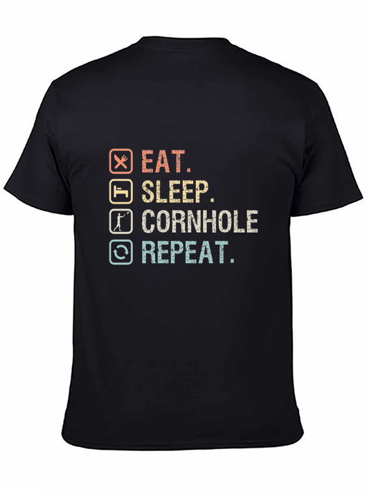 Eat Sleep Cornhole Repeat Graphic T-Shirt