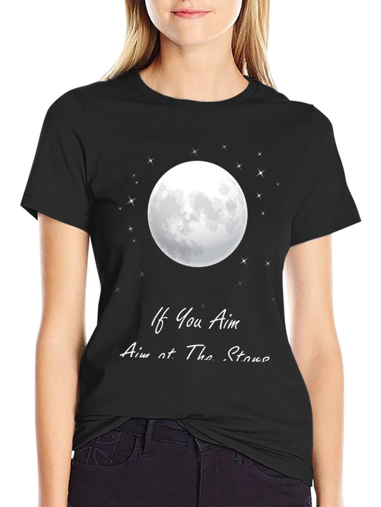 Aim for the Stars Moon Graphic T-Shirt