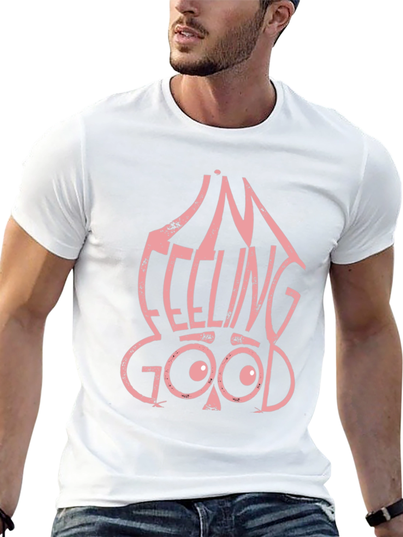 Im Feeling Good Graphic Tee - Black Cotton T-Shirt