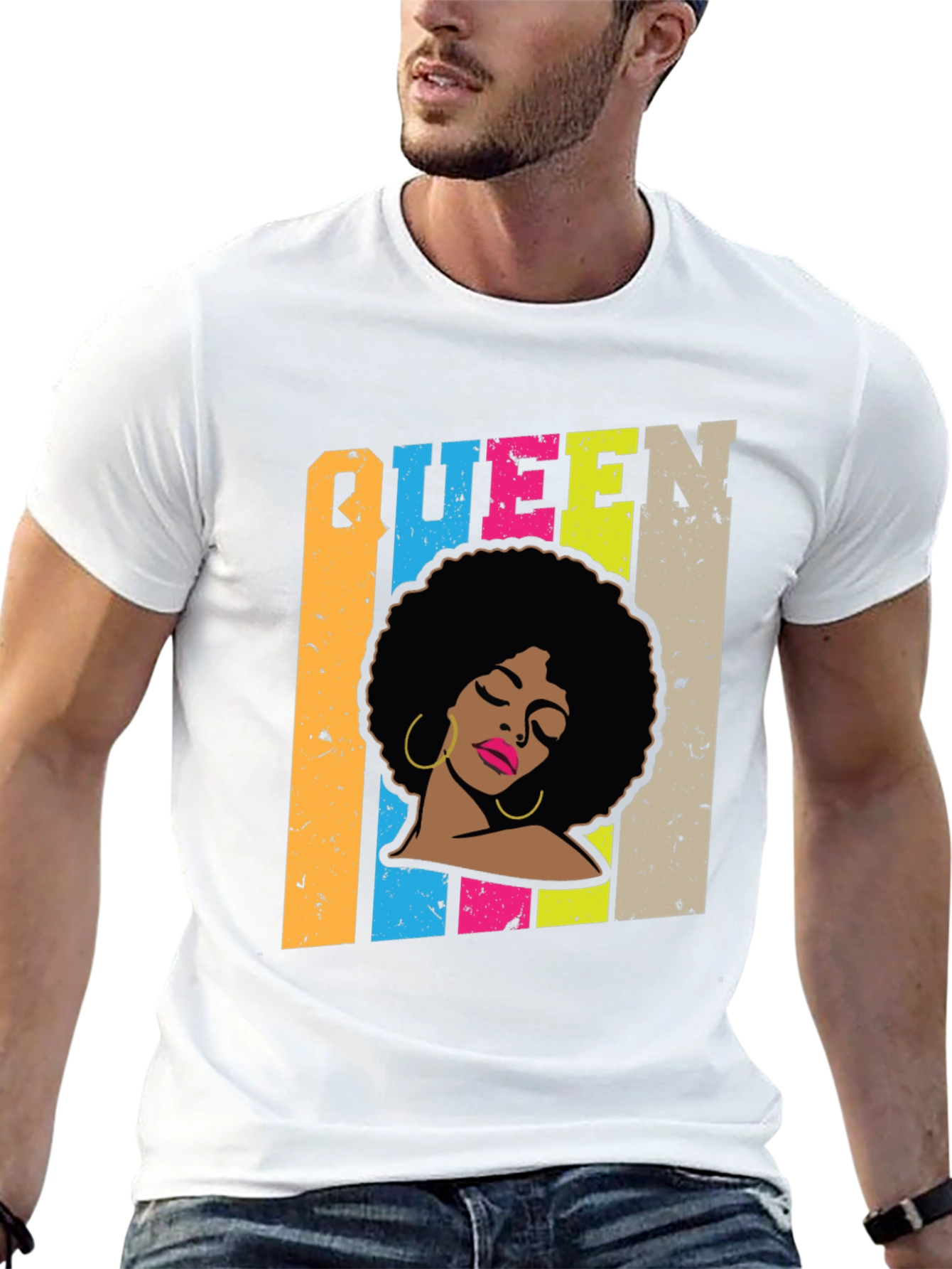 Queen Afro Graphic Print Black T-Shirt
