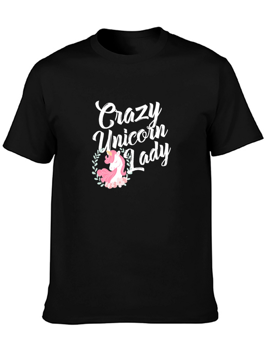 Crazy Unicorn Lady Black T-Shirt