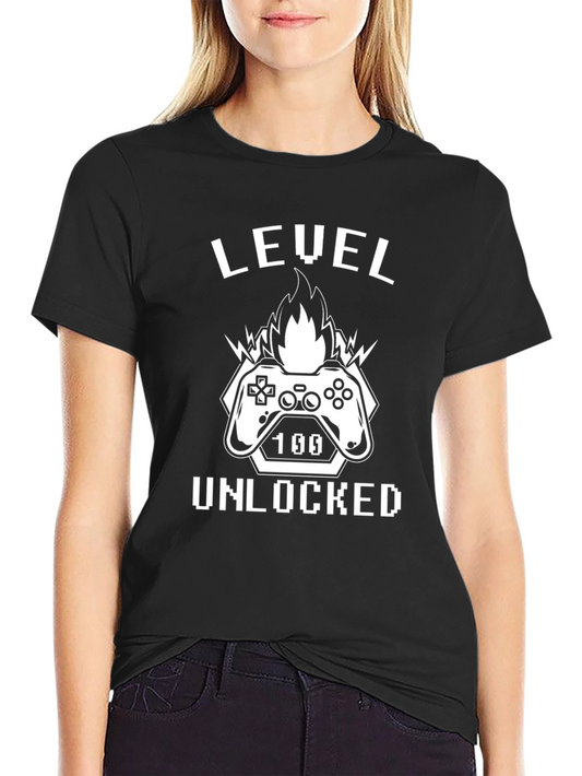 Level 100 Unlocked Black T-Shirt