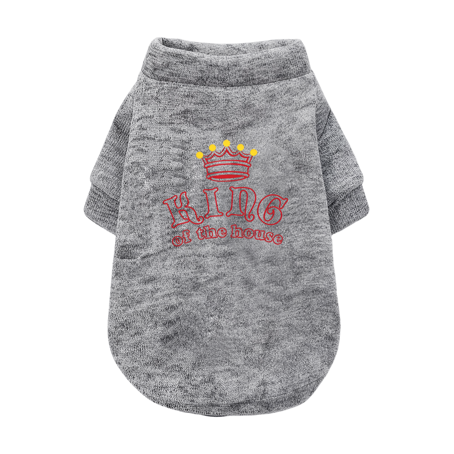 Red Crown King of The House White Pet Pullover Sweater