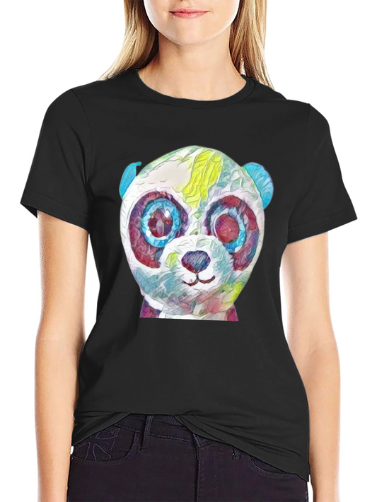 Abstract Panda Graphic Black T-Shirt