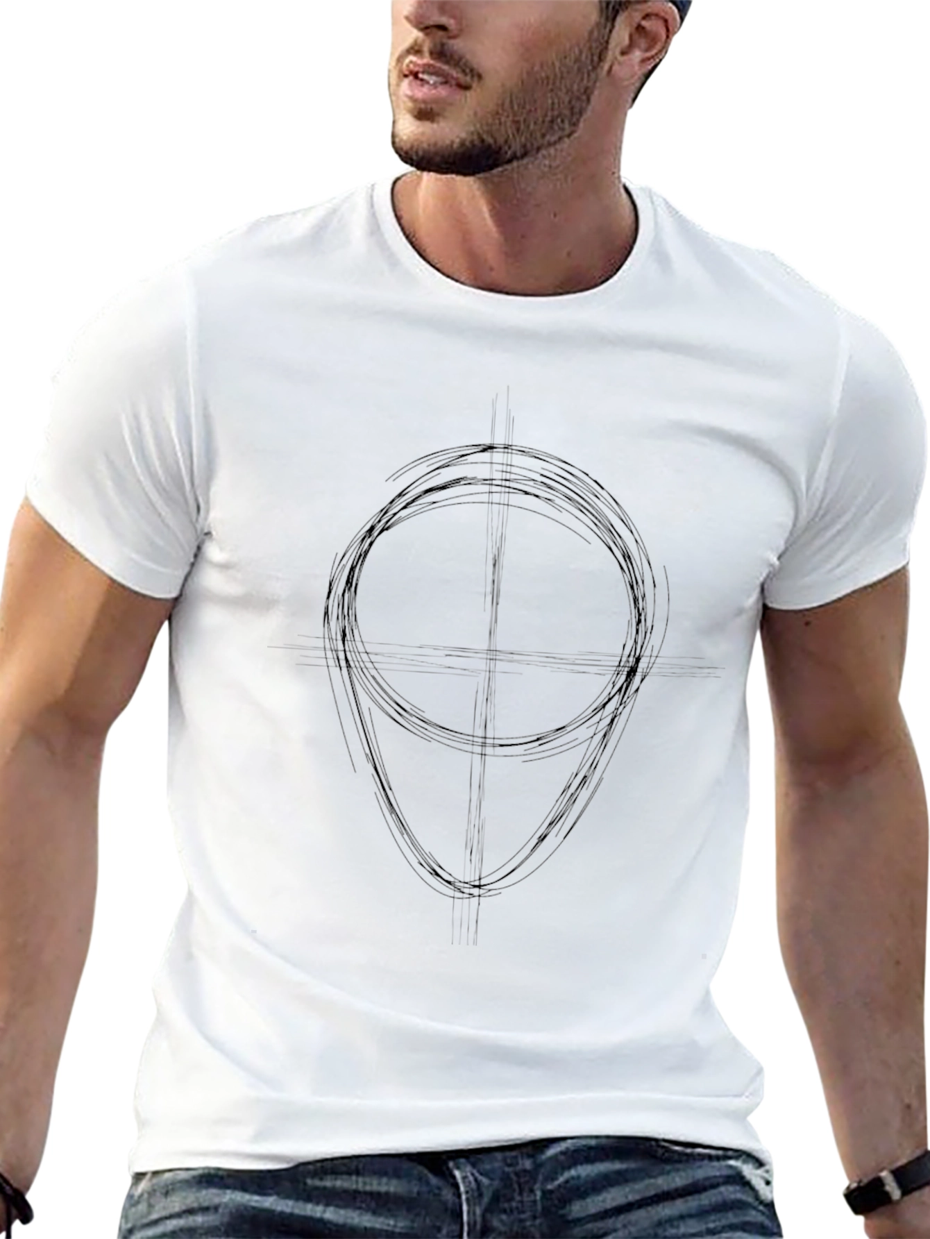 Mens Black Sketch Style Tee