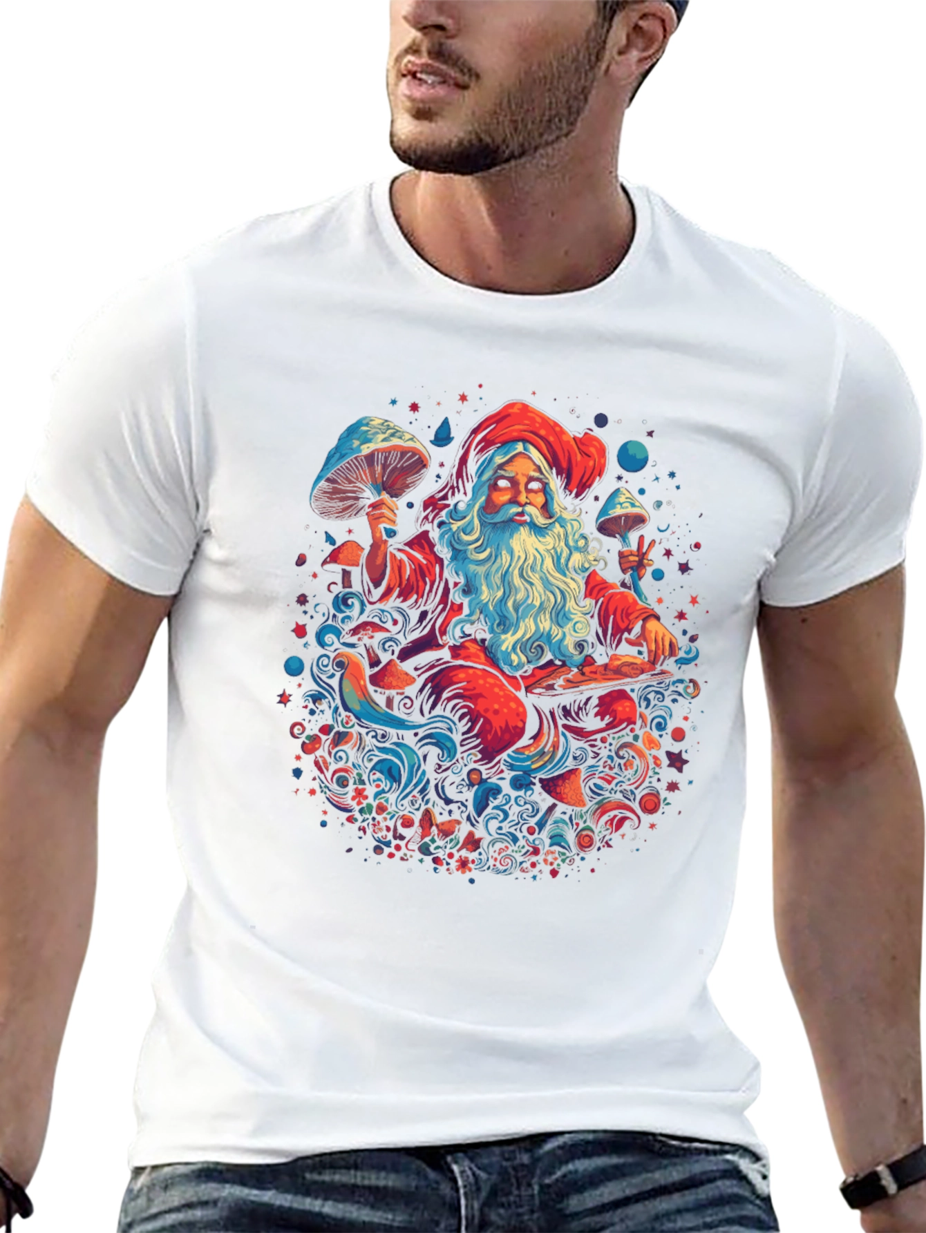 Psychedelic Santa T-Shirt - Festive & Fun