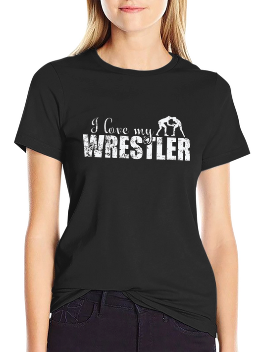 I Love My Wrestler T-Shirt - Black
