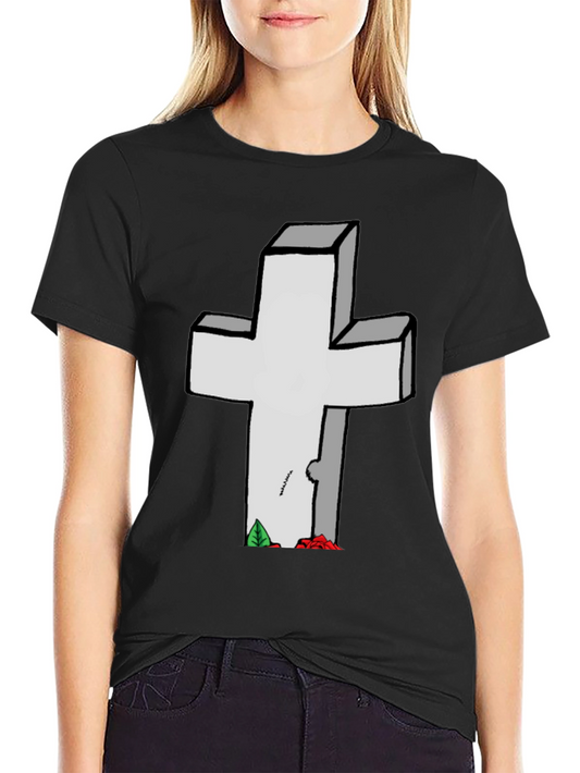Grave Humor T-Shirt: Cross Tombstone Graphic Tee