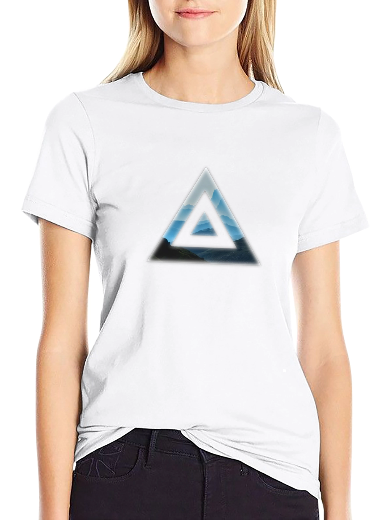 Mountainscape Triangle Black T-Shirt