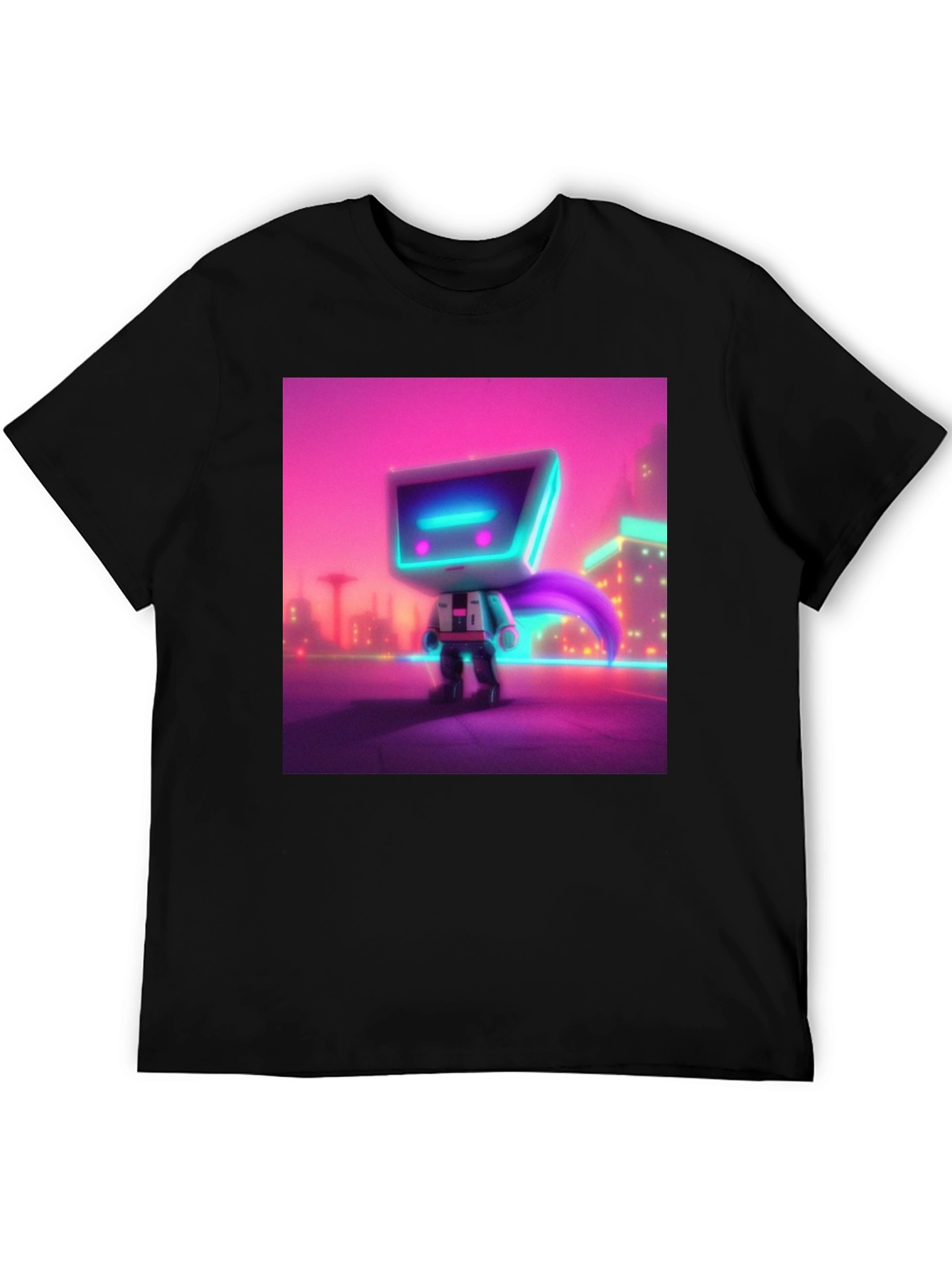 Cyberpunk Robot T-Shirt - Neon City Hero