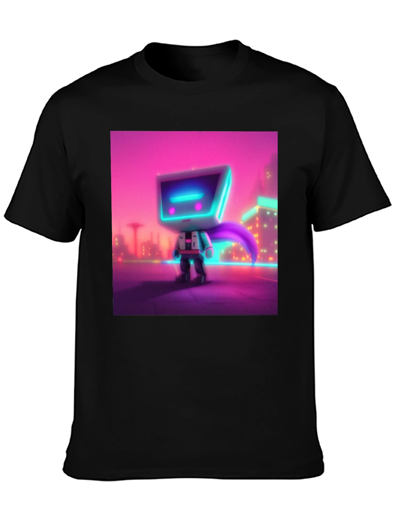 Cyberpunk Robot T-Shirt - Neon City Hero