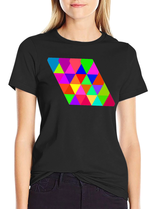Geometric Triangle Pattern Black Tee