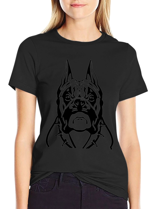 Black Graphic Tee - Dog Head Spike Collar