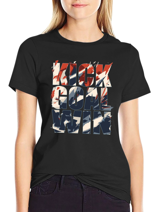 Kick Goal Win Graphic Tee - Trendy Soccer Shirt