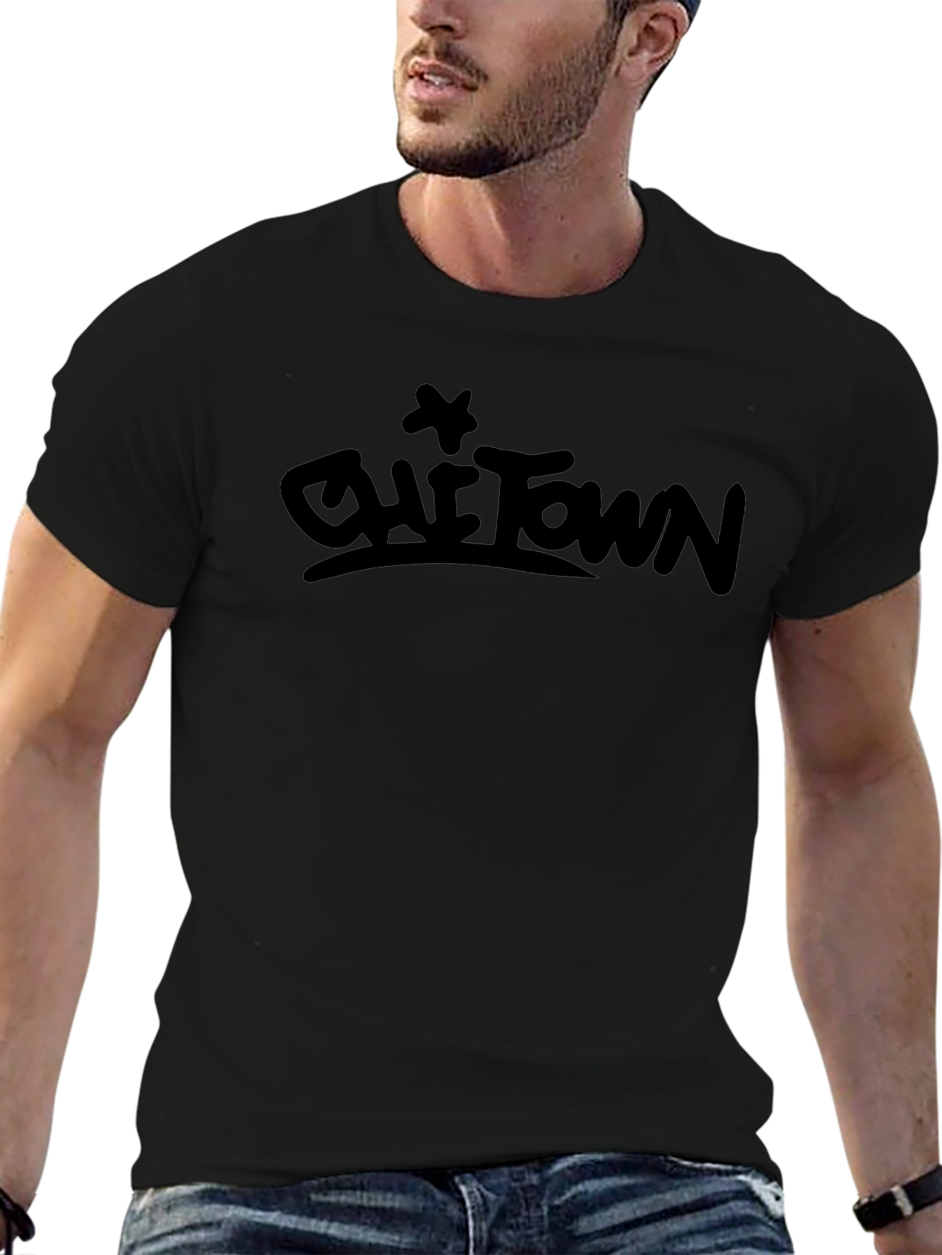 Cool Graphic Print T-Shirt - Black