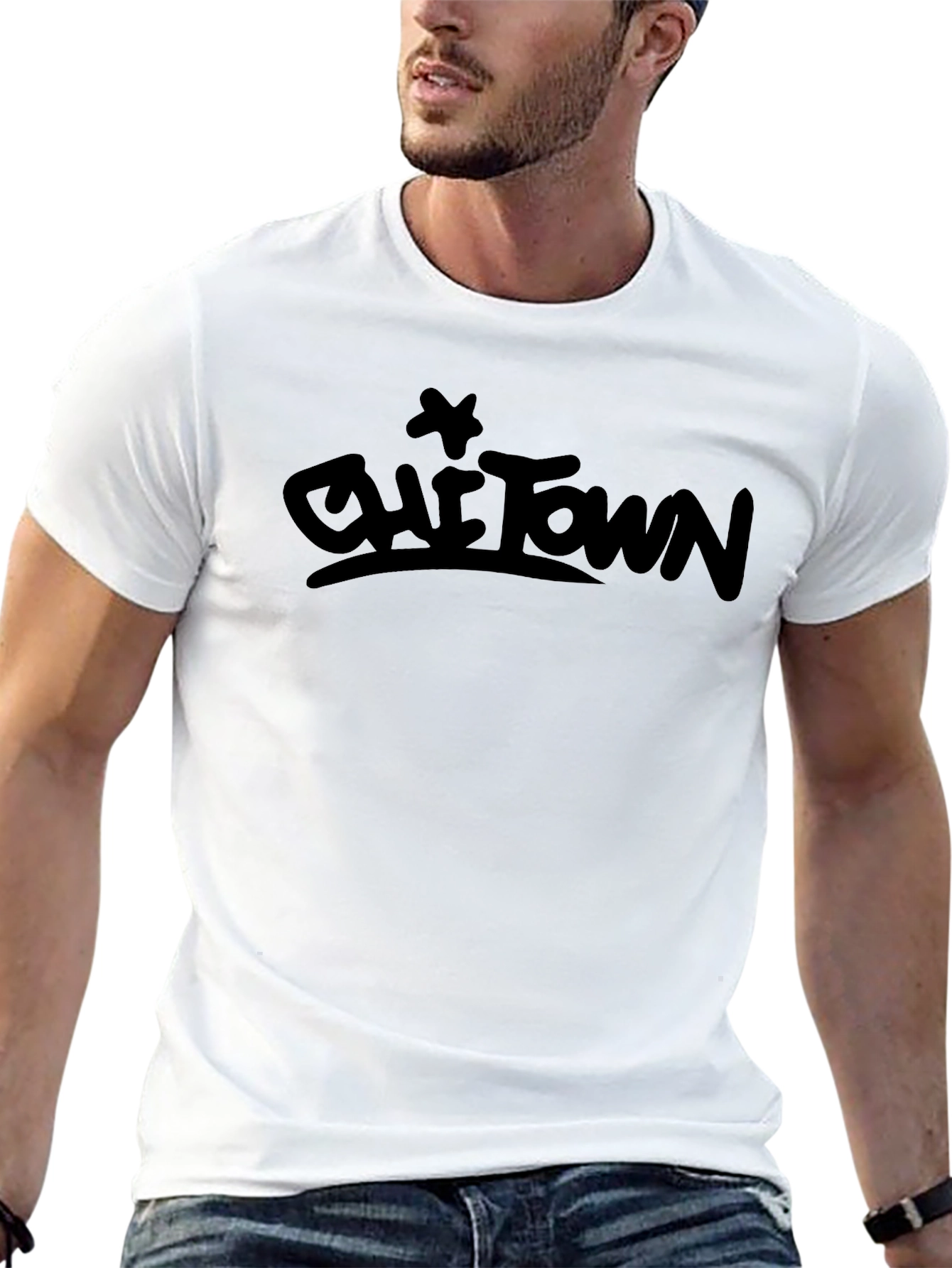 Cool Graphic Print T-Shirt - Black