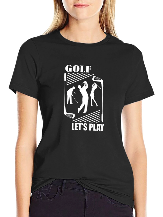 Golf Lets Play Graphic Tee - Black Cotton Casual Shirt