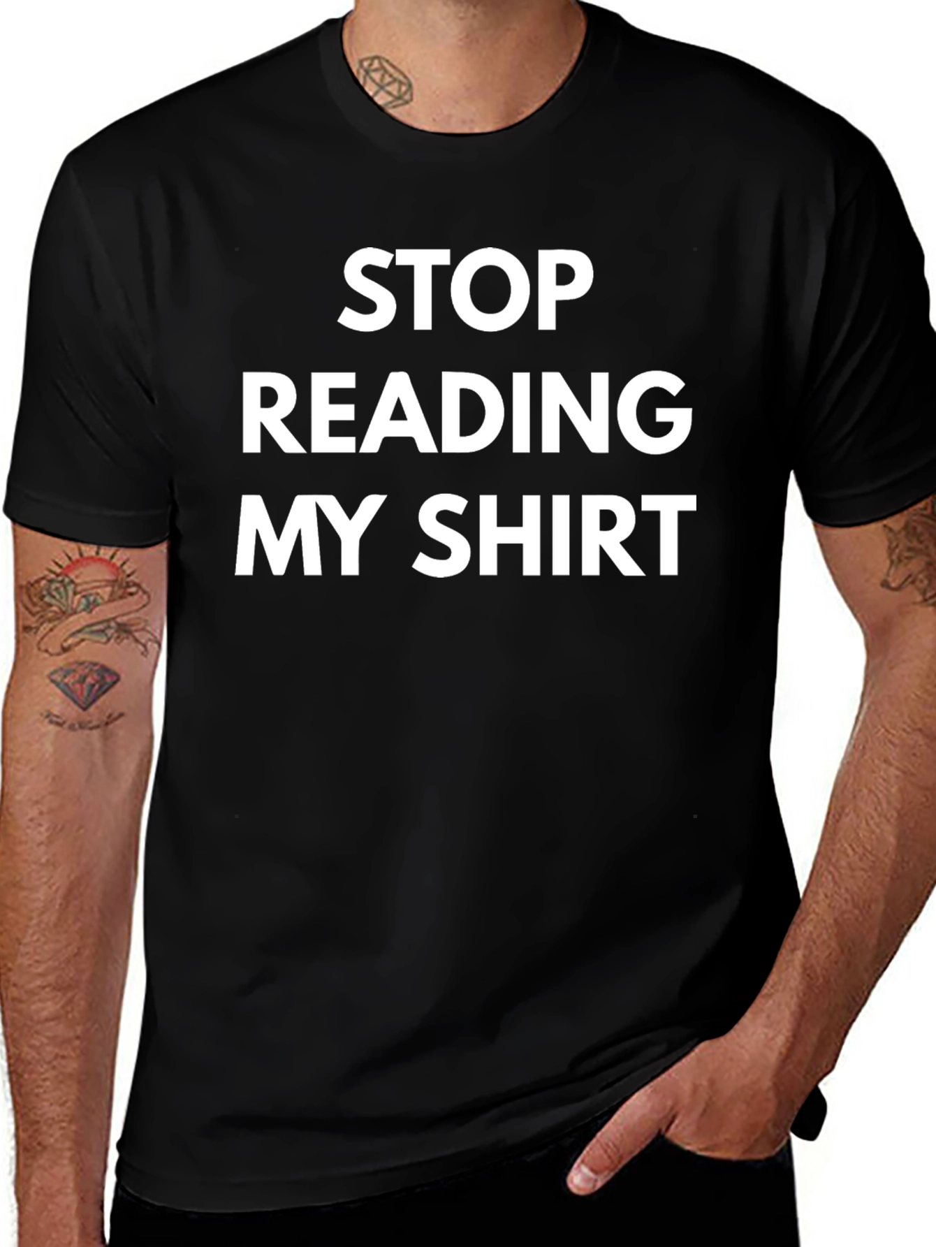 Funny Stop Reading My Shirt Black Tee
