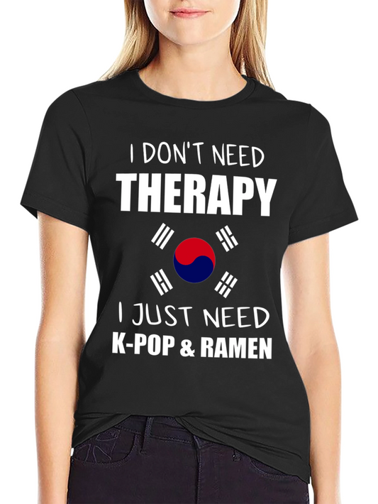 K-Pop & Ramen Therapy Tee - Korean Flag Design