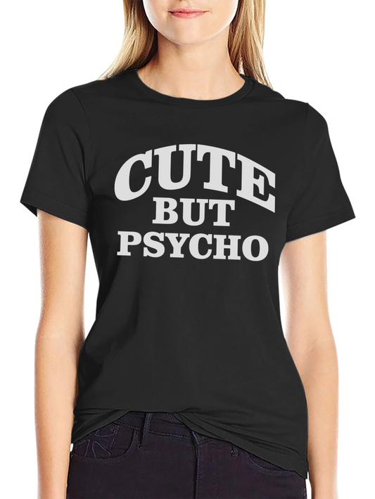 Cute But Psycho Graphic Tee - Black Cotton T-Shirt