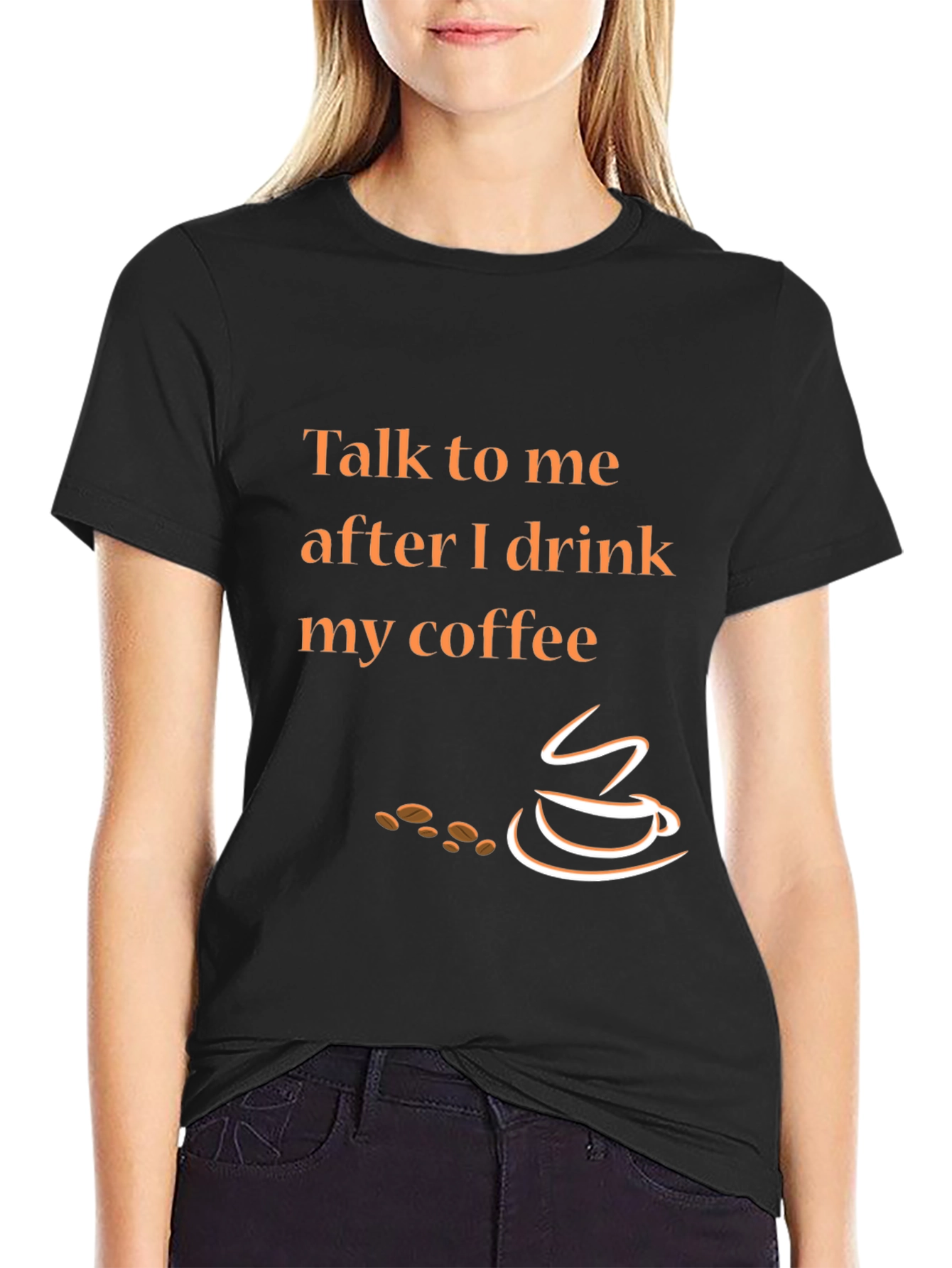Talk To Me After Coffee Graphic Tee - Black