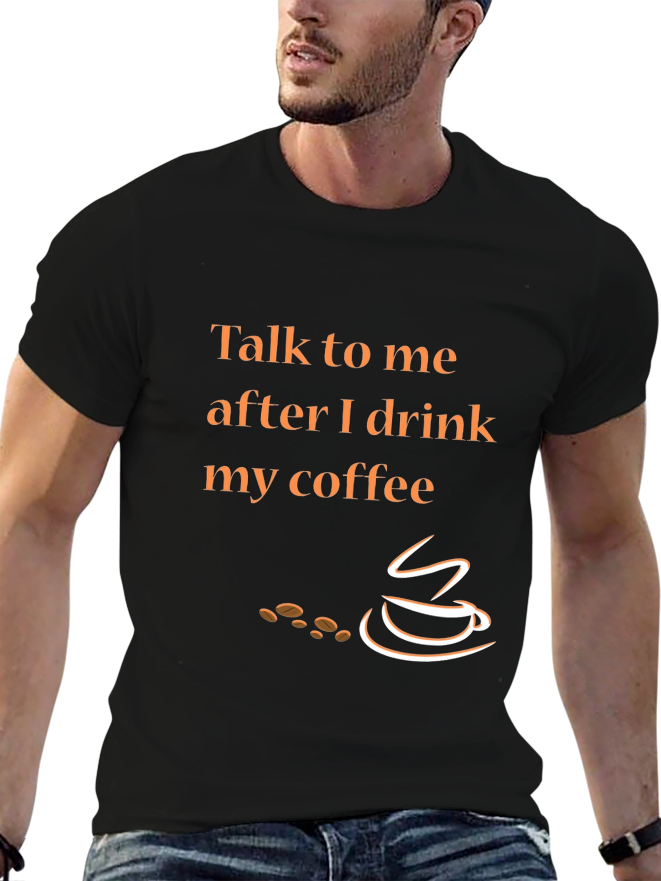 Talk To Me After Coffee Graphic Tee - Black