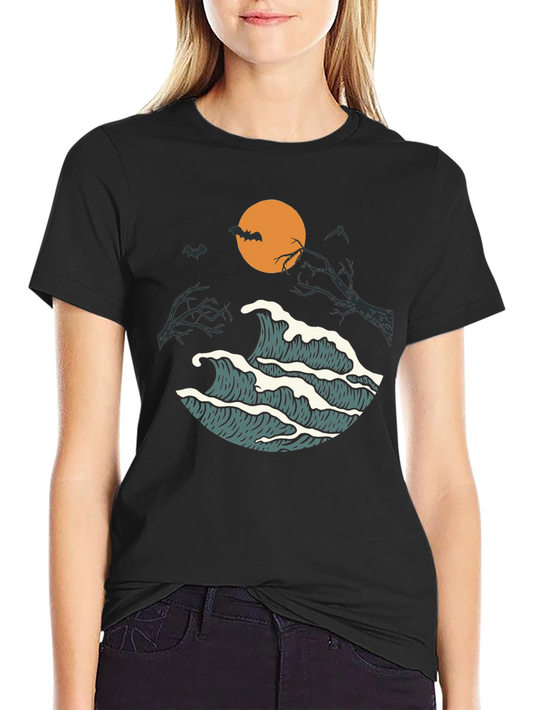 Halloween Waves Graphic Tee - Mens Black T-Shirt