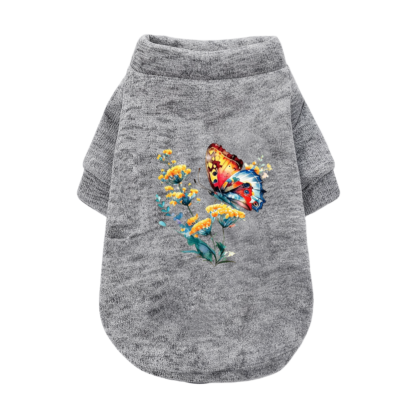 Watercolor Butterfly Floral Cozy Pet Pullover Sweater