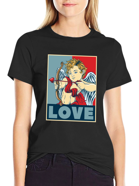 Cupid LOVE Valentines Day T-Shirt - Mens Black Tee