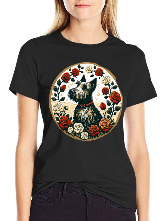 Scottish Terrier Rose Circle Graphic Tee
