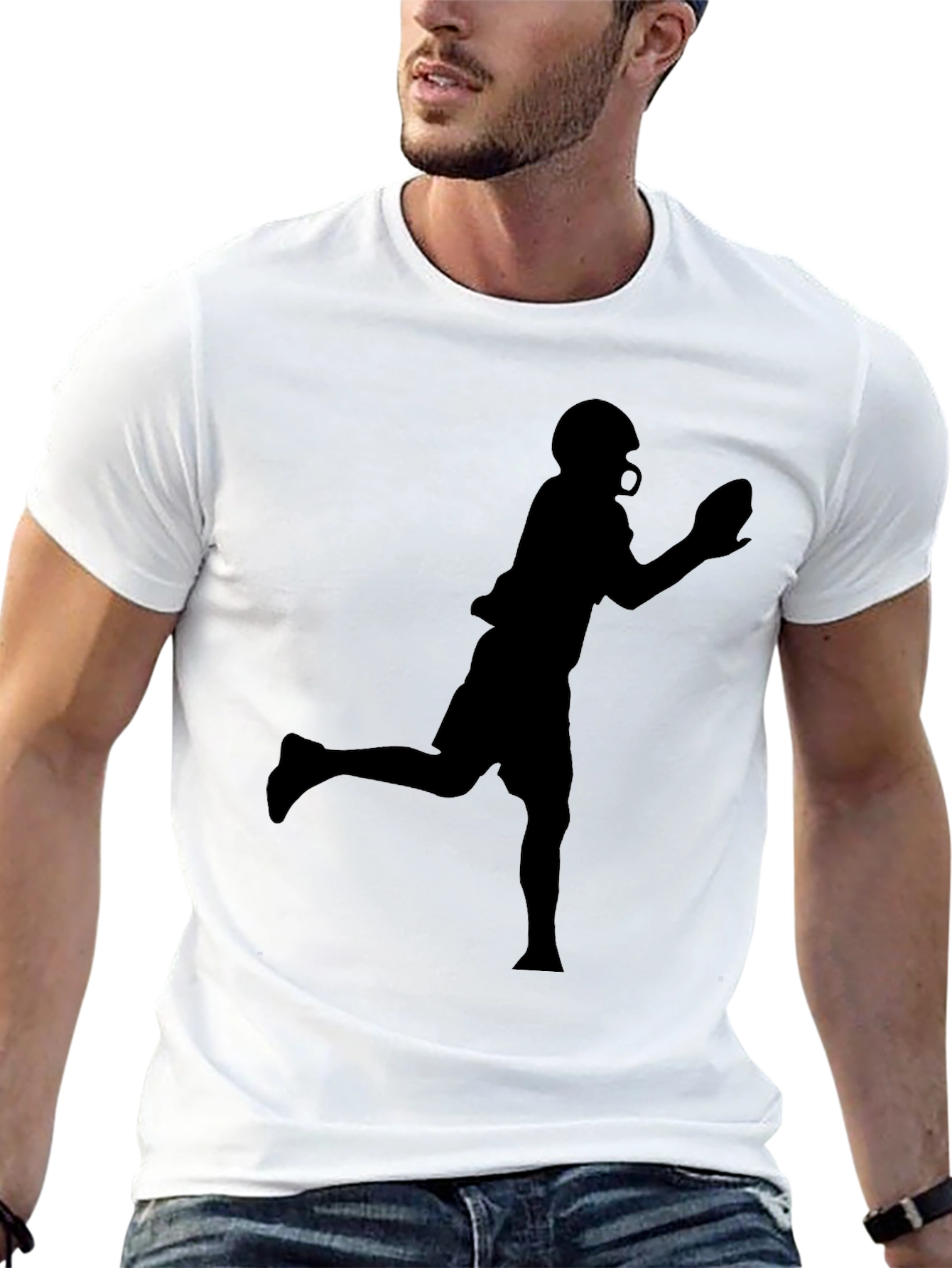 Football Player Graphic Tee - Black T-Shirt