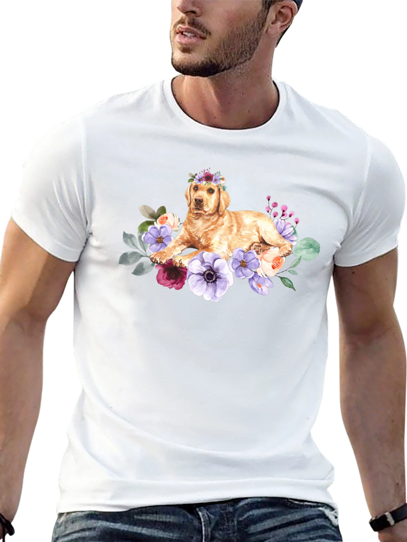 Golden Retriever Floral Crown T-Shirt
