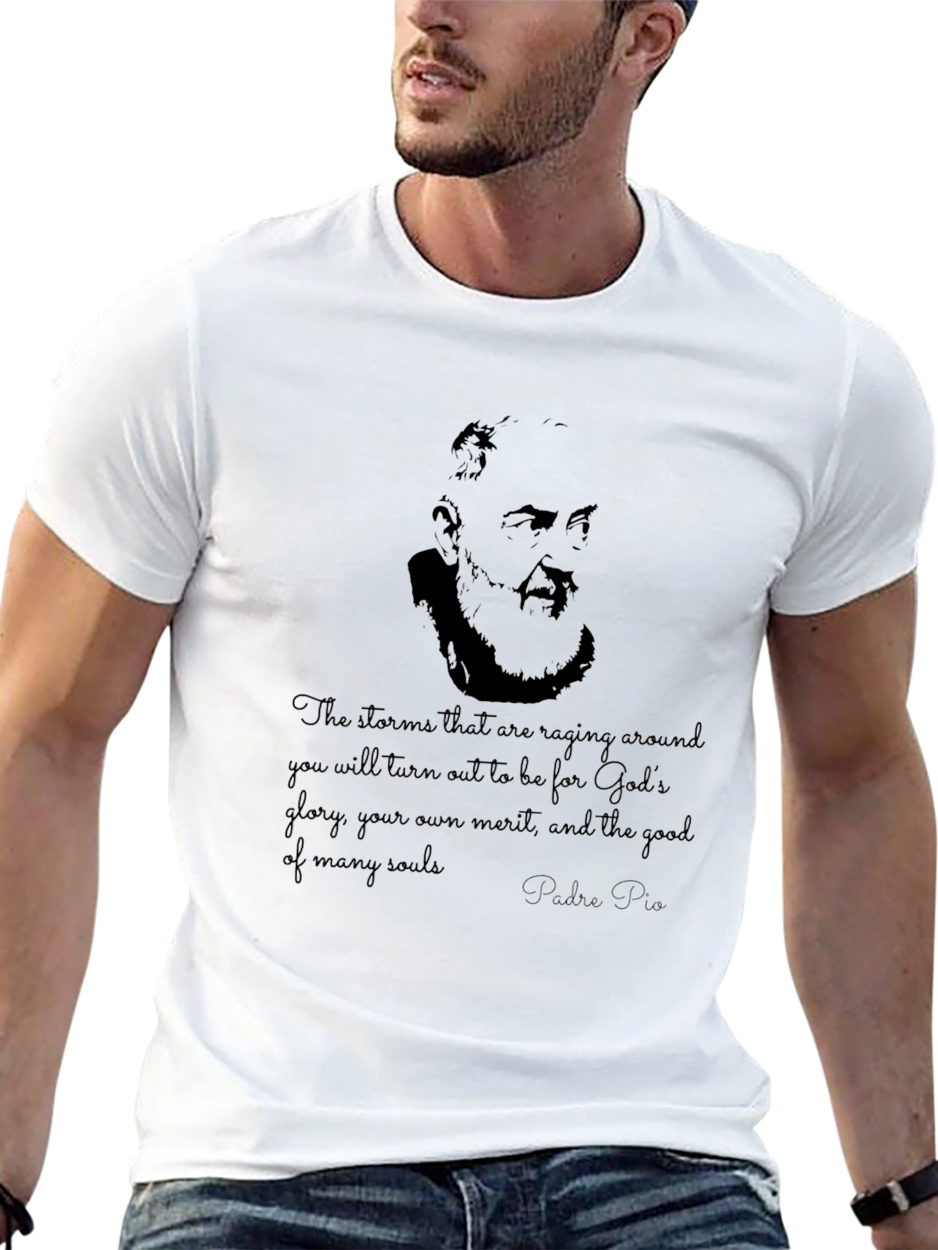 Padre Pio Graphic T-Shirt - Religious Quote