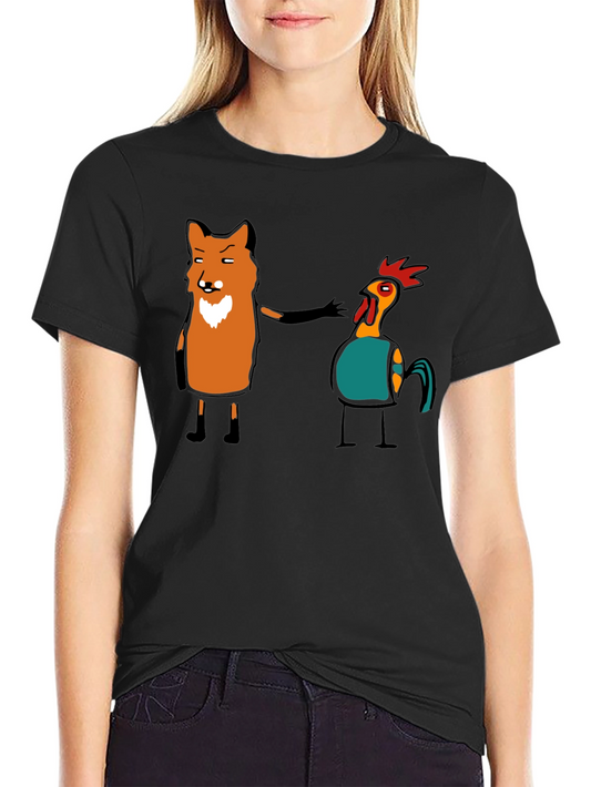 Fox and Chicken Graphic Tee - Unique Design