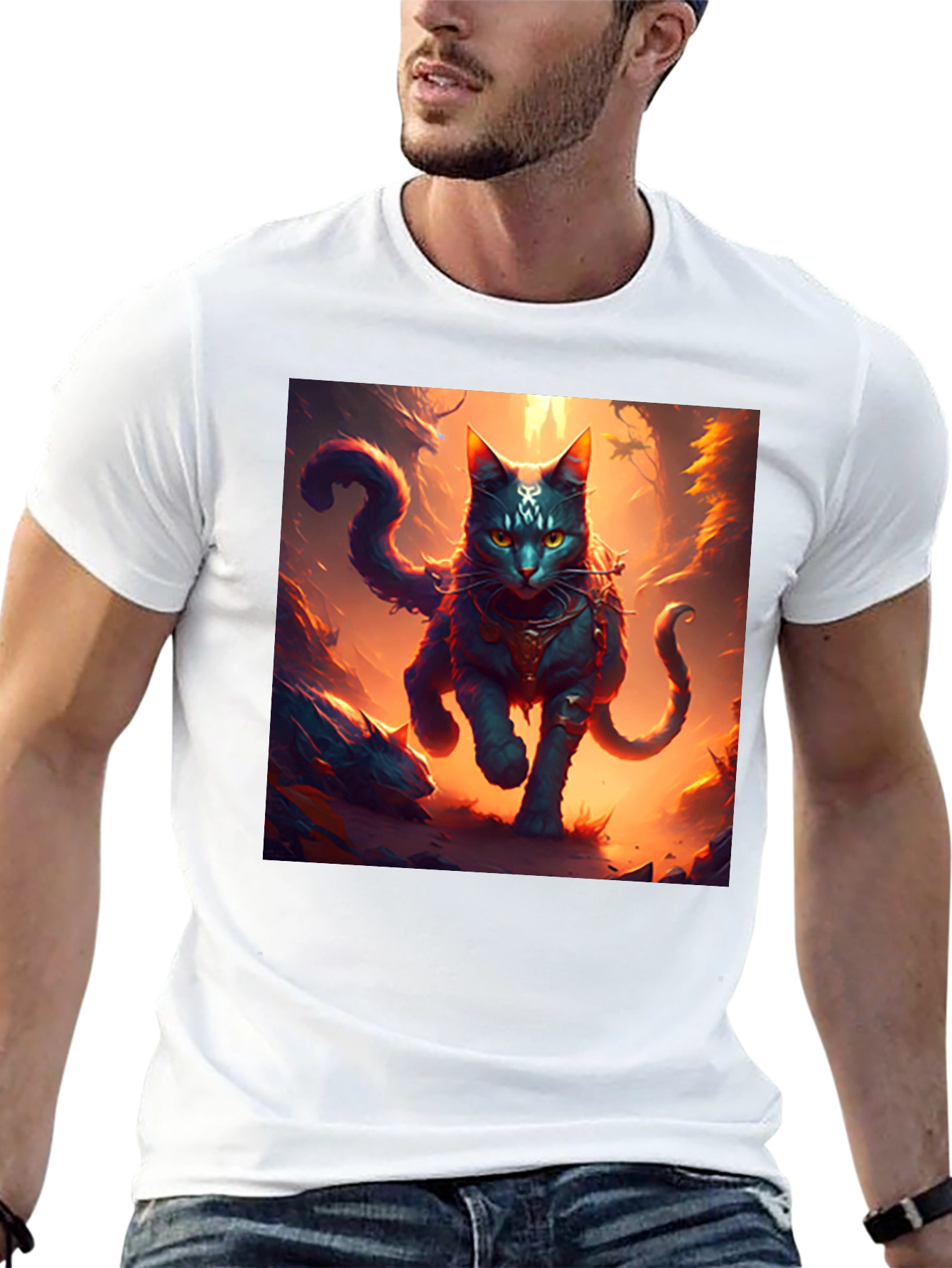 Mystic Feline Graphic Tee - Black
