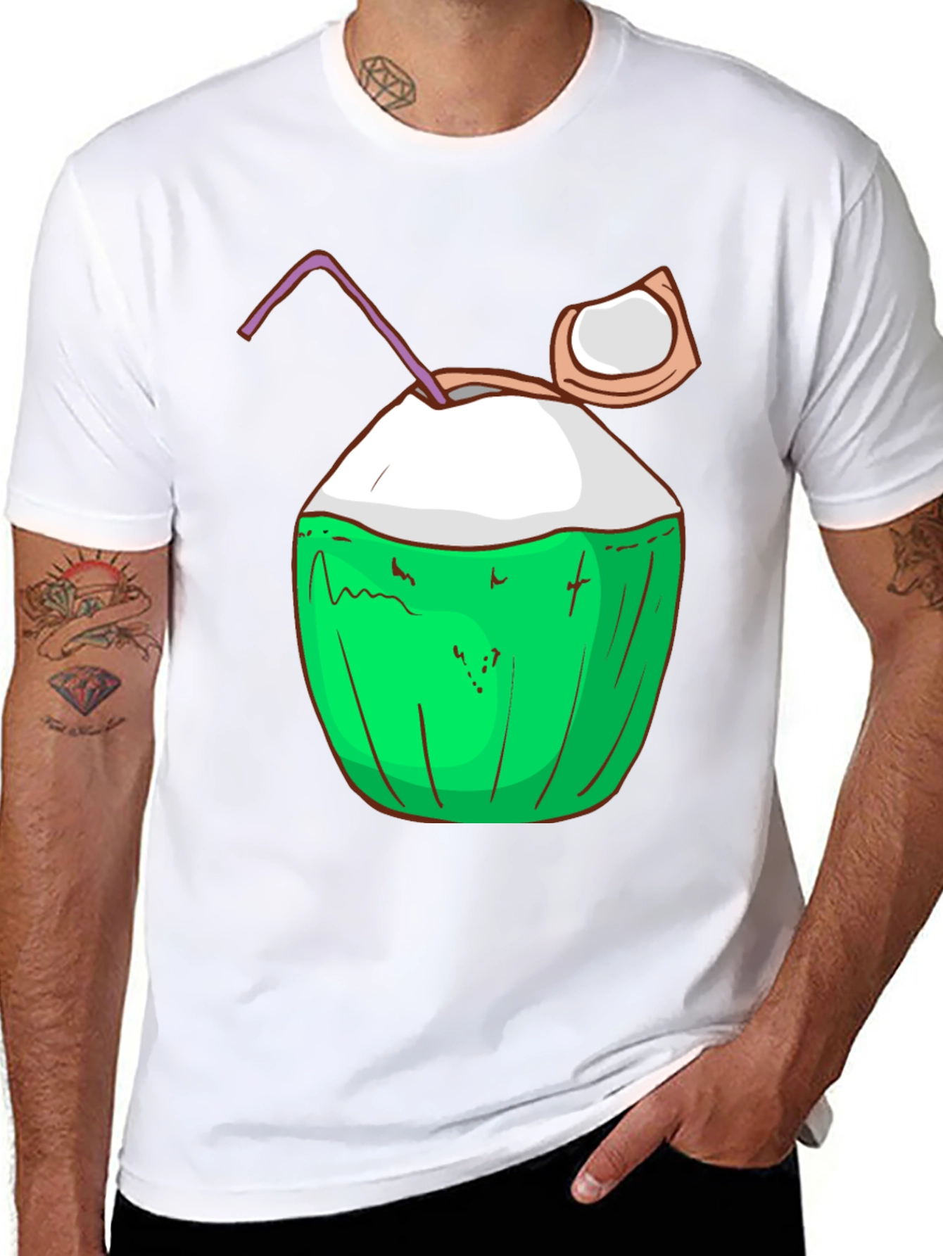 Coconut Drink Graphic Tee - Tropical Summer Vibes