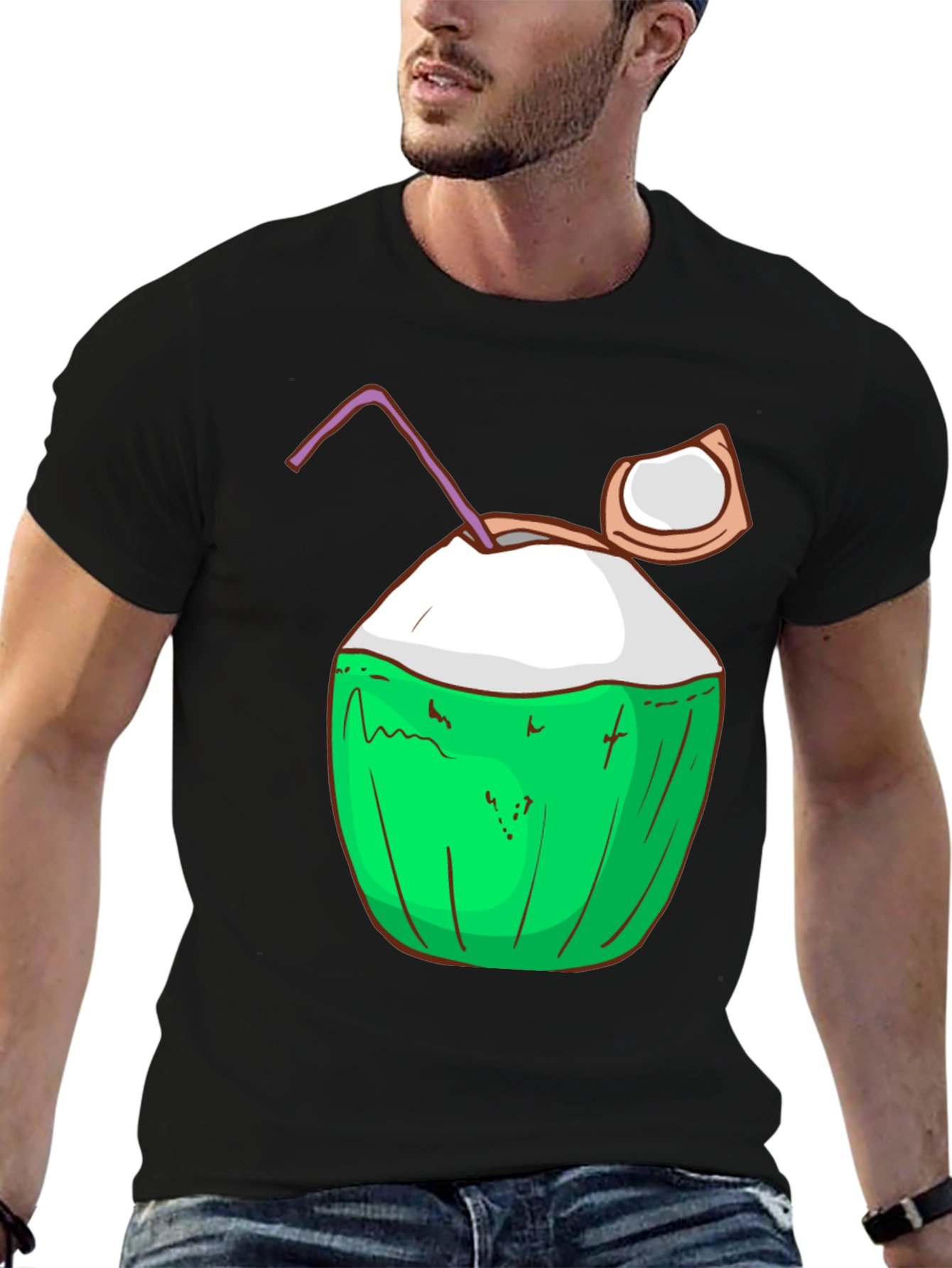 Coconut Drink Graphic Tee - Tropical Summer Vibes